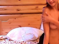 Cute breasty coed dancing naked in cottage